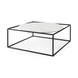 White Marble Metal Frame Round In Square Coffee Table