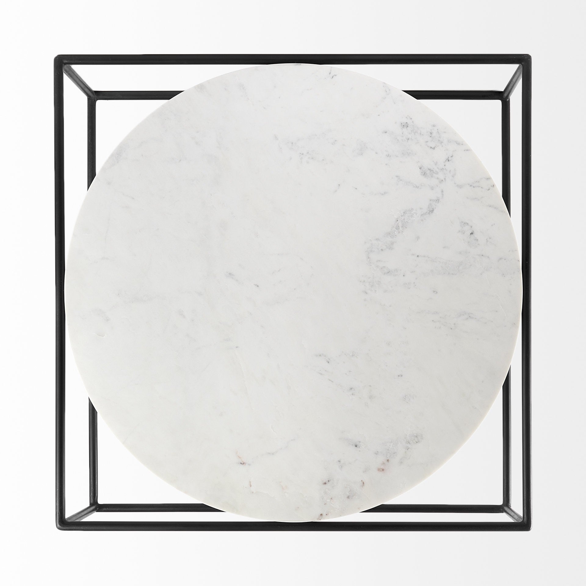 White Marble Metal Frame Round In Square Coffee Table