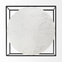 White Marble Metal Frame Round In Square Coffee Table