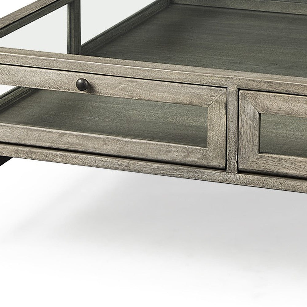 Rustic Gray Brown Shadowbox Coffee Table