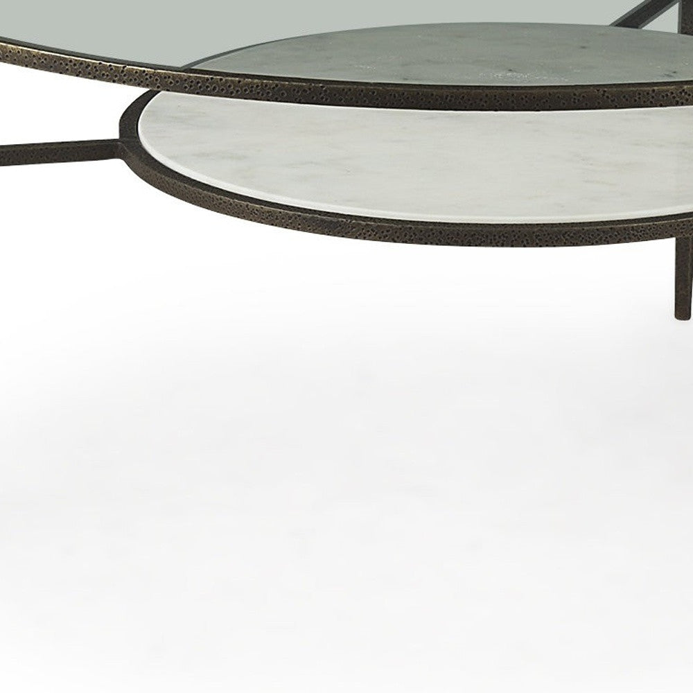 Iron Glass And Marble Round Coffee Table