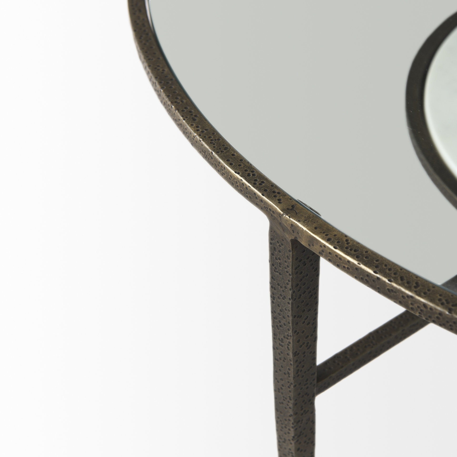 Iron Glass And Marble Round Coffee Table