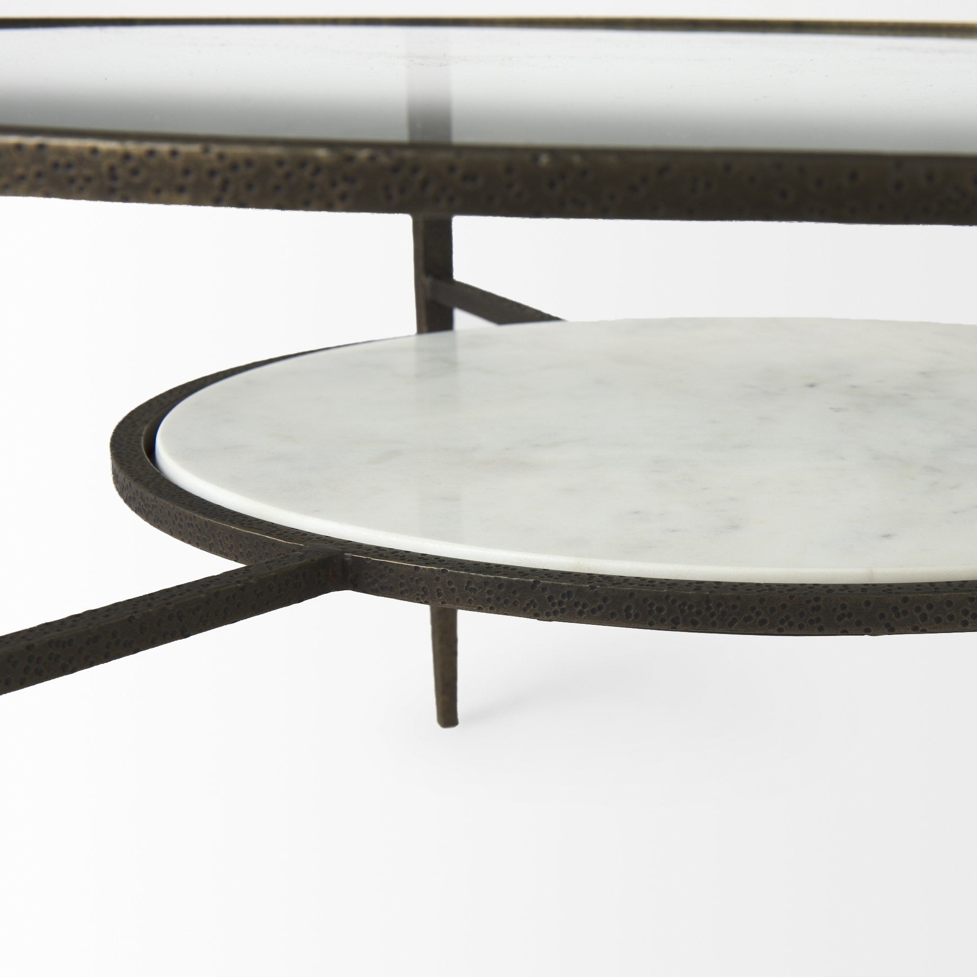 Iron Glass And Marble Round Coffee Table