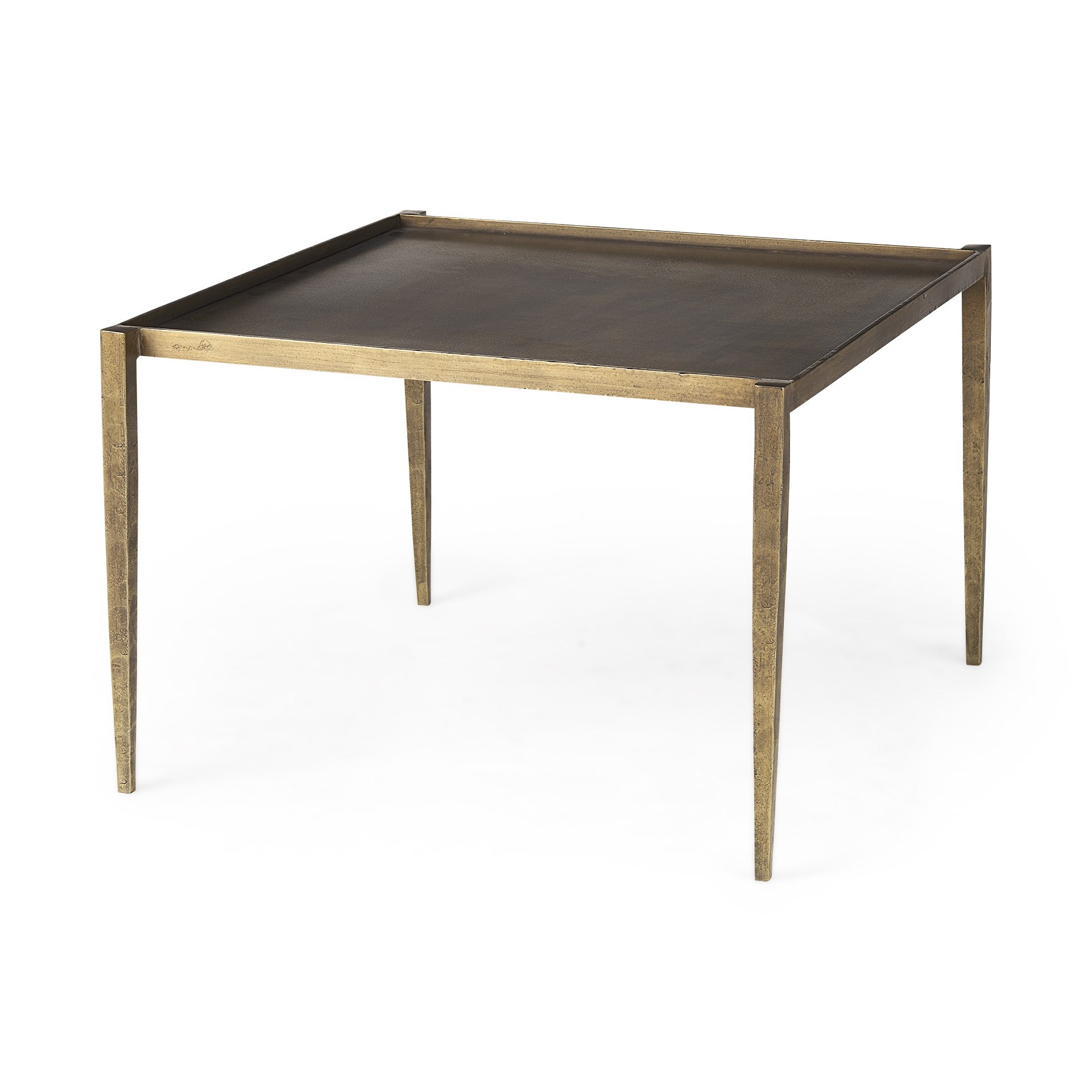 Dark Brown And Antiqued Gold Coffee Table