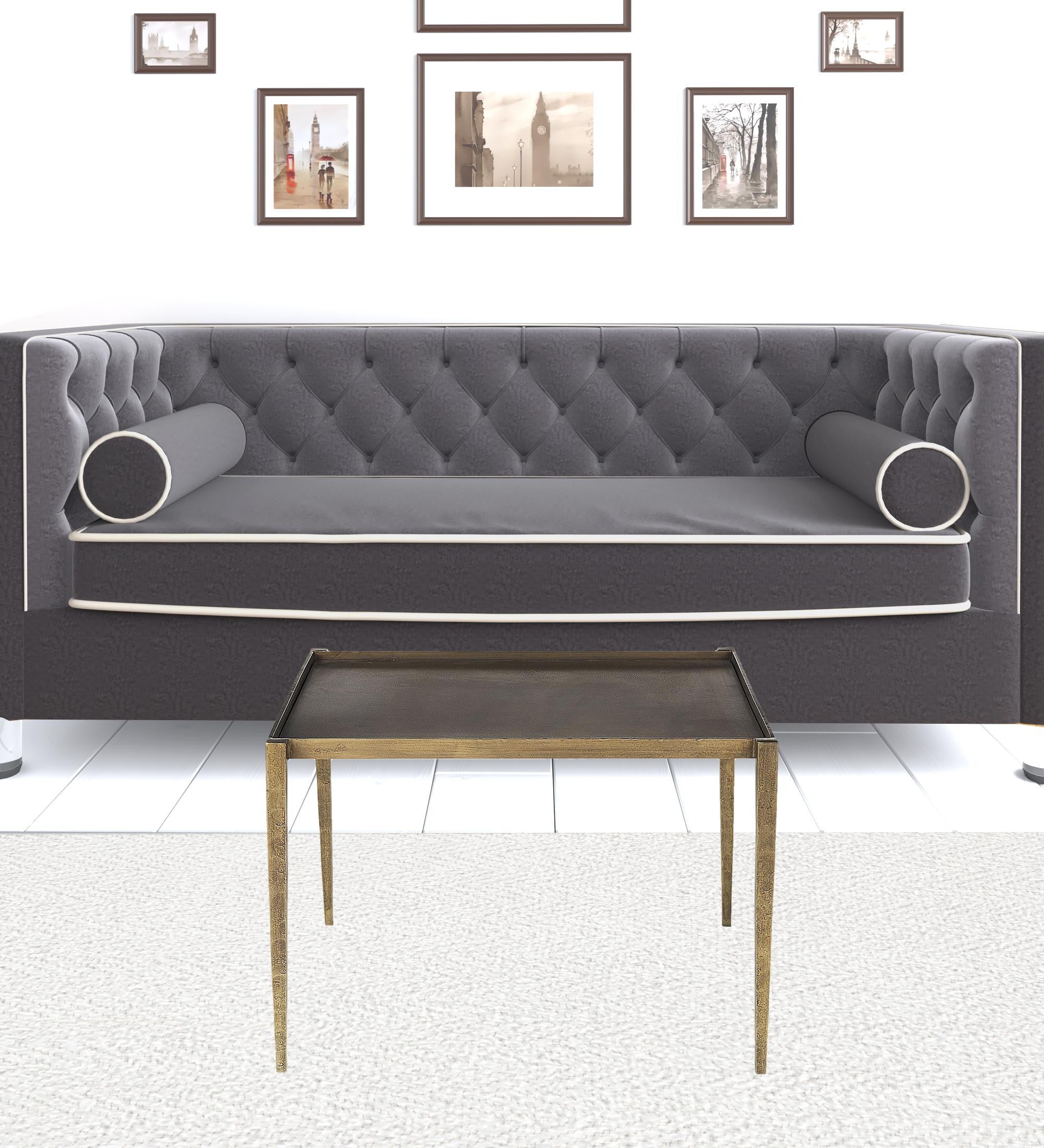 Dark Brown And Antiqued Gold Coffee Table