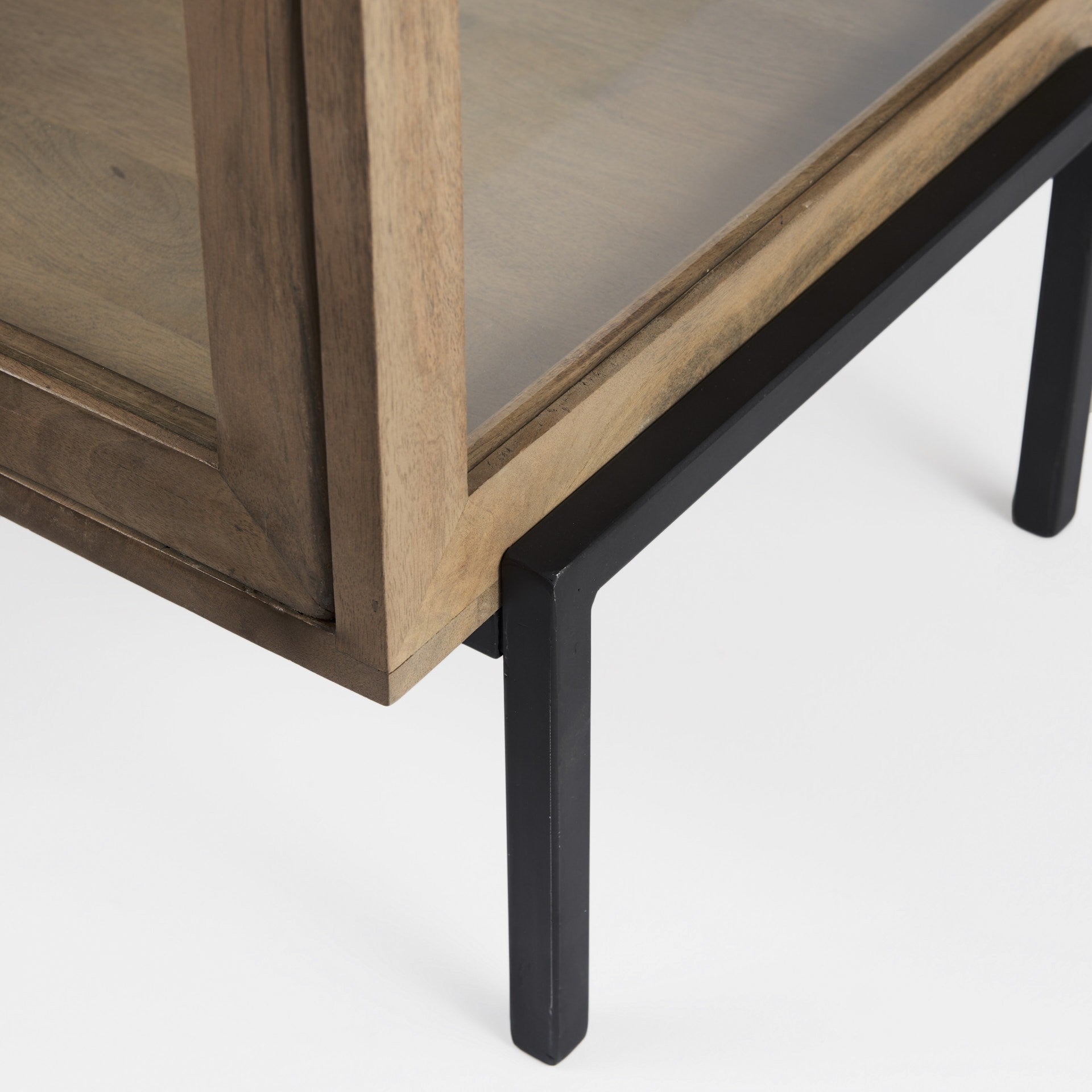 Rustic Honey Brown And Black Shadowbox Cabinet