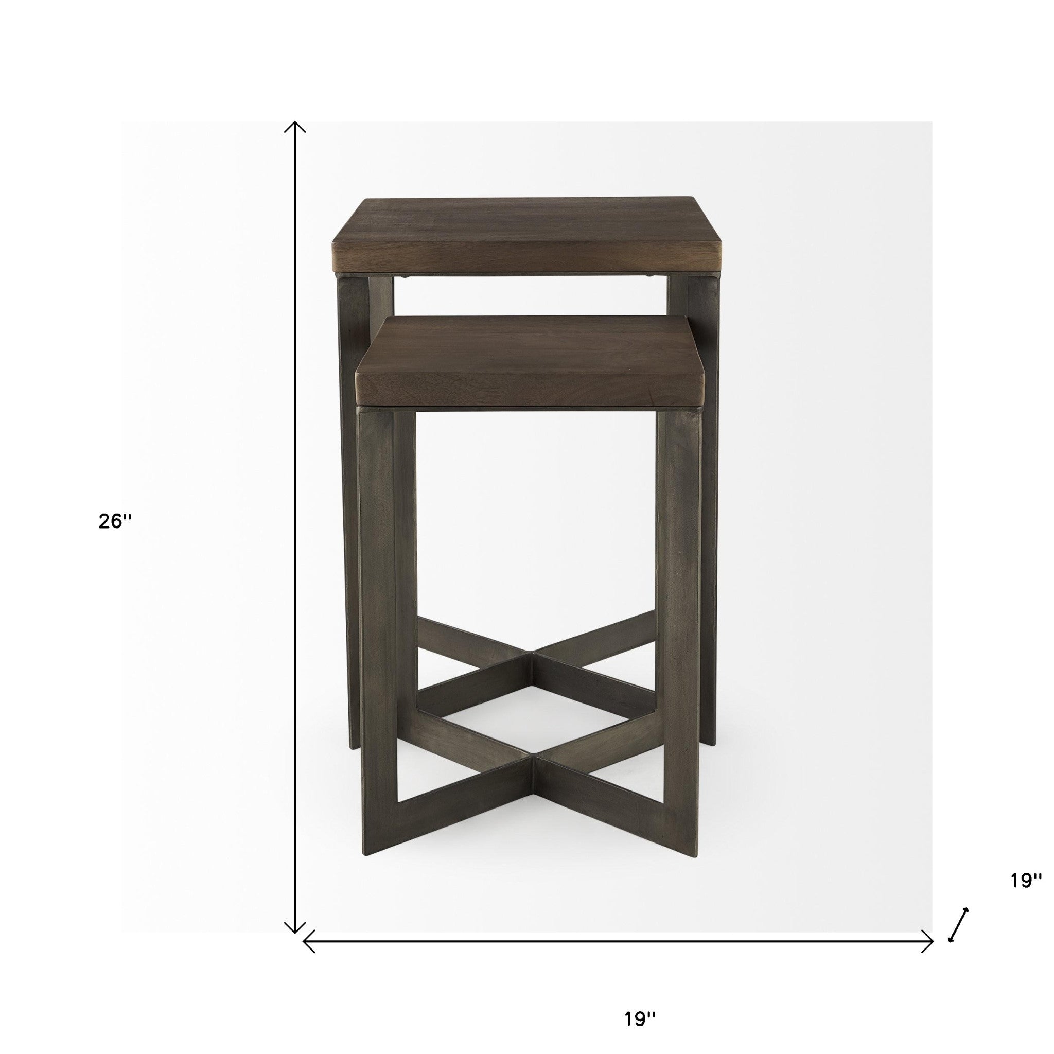 兩張 Geo 深棕色金屬和木質桌子一套