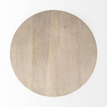 Mesa de pedestal en rubio claro con detalles dorados