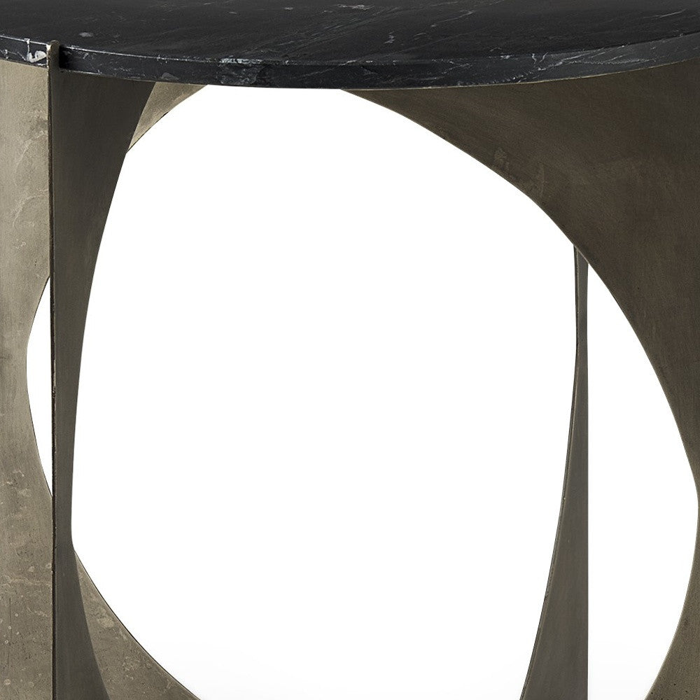 Mod Black Marble Antiqued Nickel Side Table