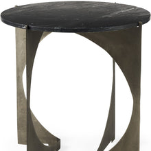 Mod Black Marble Antiqued Nickel Side Table