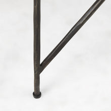 Antiqued Angular Metal And Marble End Table