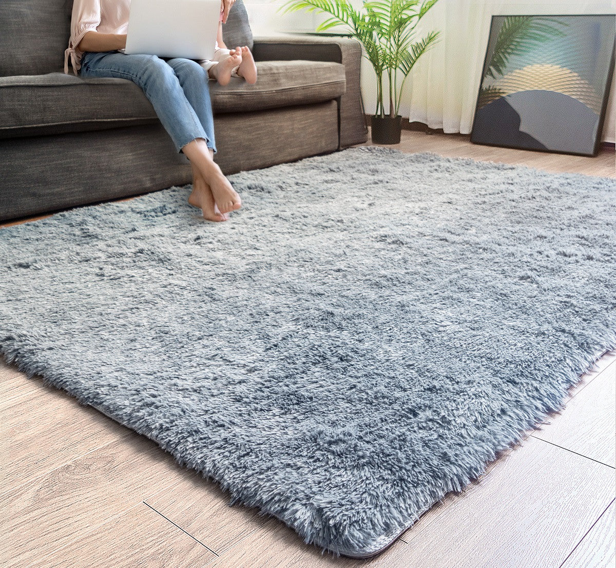 4’ X 5’ Gray Solid Modern Area Rug