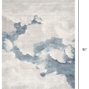 5’ X 8’ Gray And Blue Abstract Clouds Area Rug