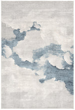 5’ X 8’ Gray And Blue Abstract Clouds Area Rug
