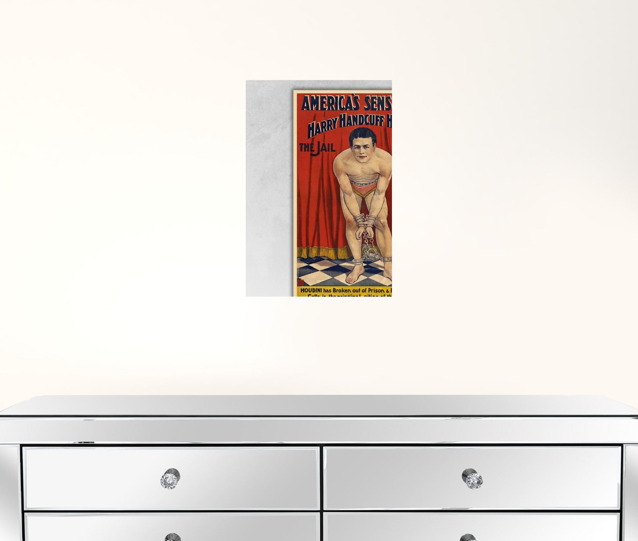 36" X 54" Houdini In Handcuffs Vintage Magic Poster Wall Art