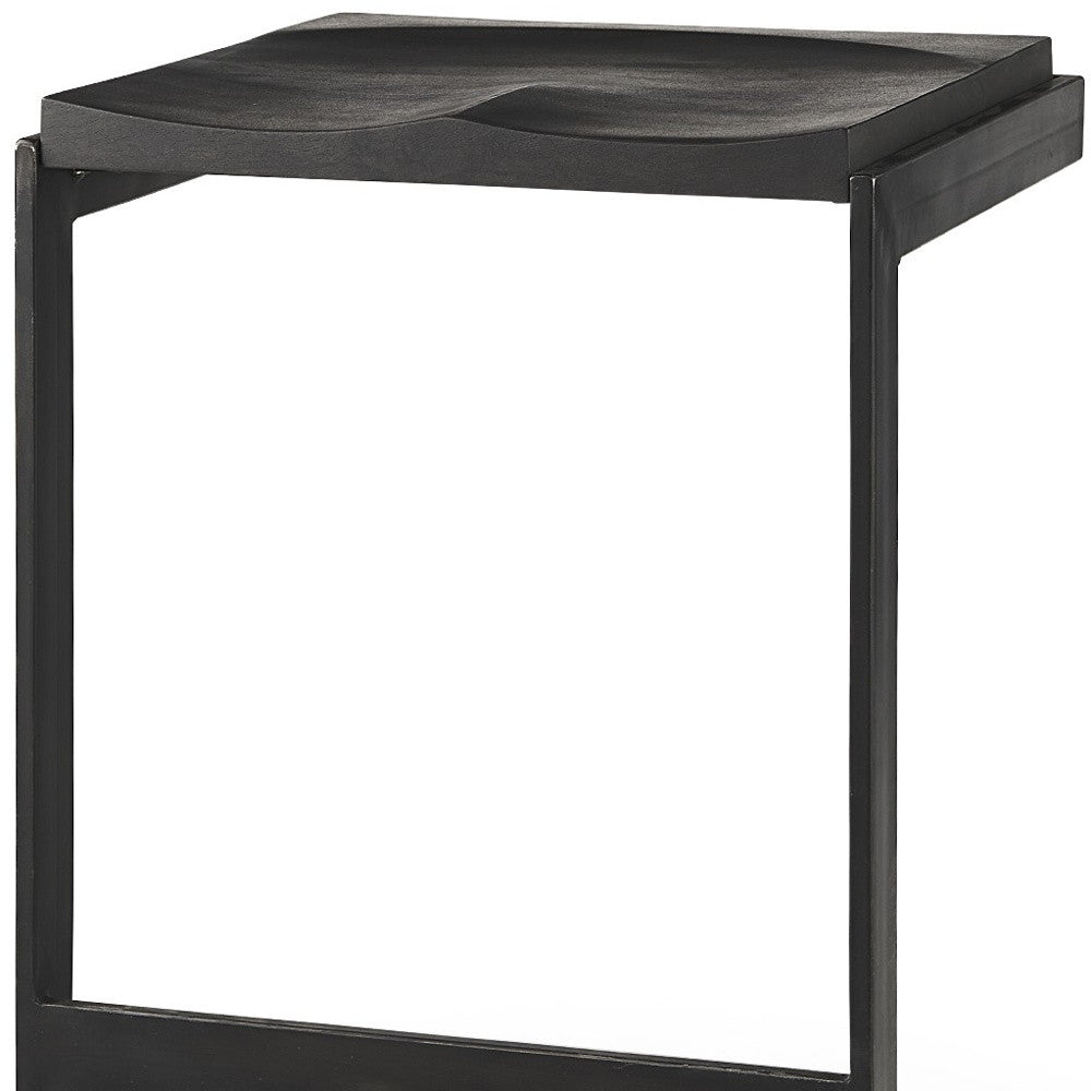 26" Black Cheeky Wood And Metal Counter Stool