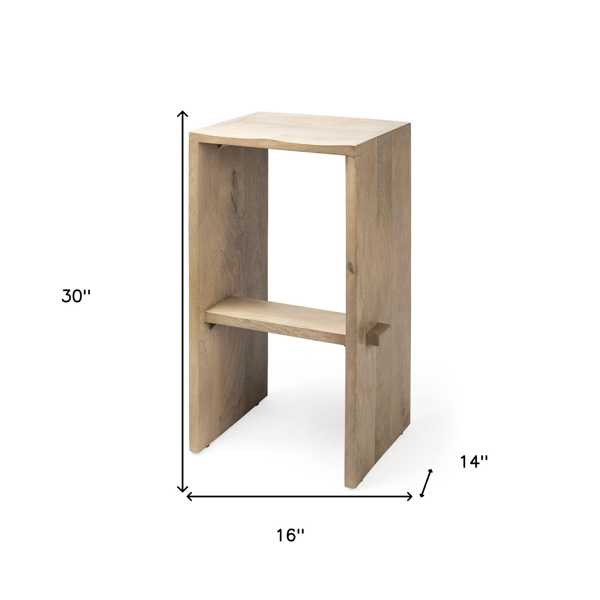30" Minimal Light Brown Wood Bar Stool