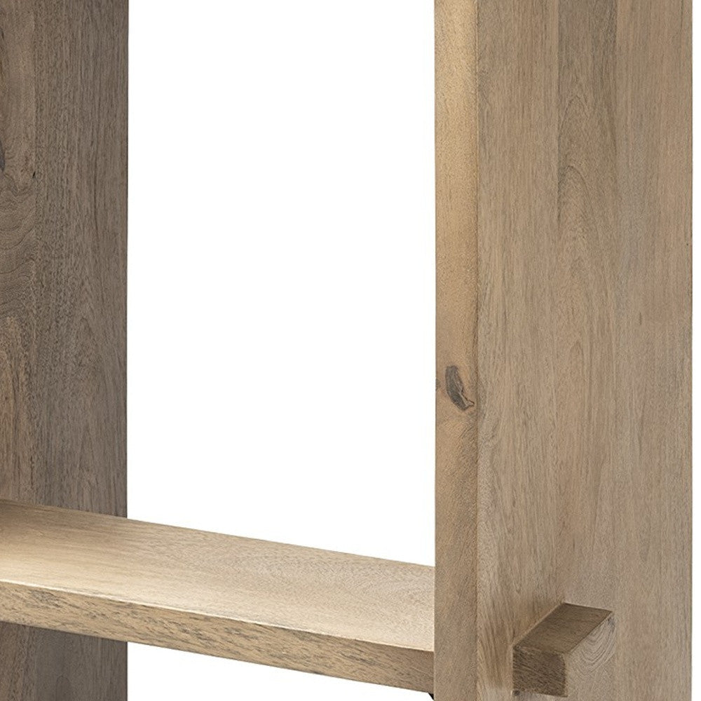 30" Minimal Light Brown Wood Bar Stool