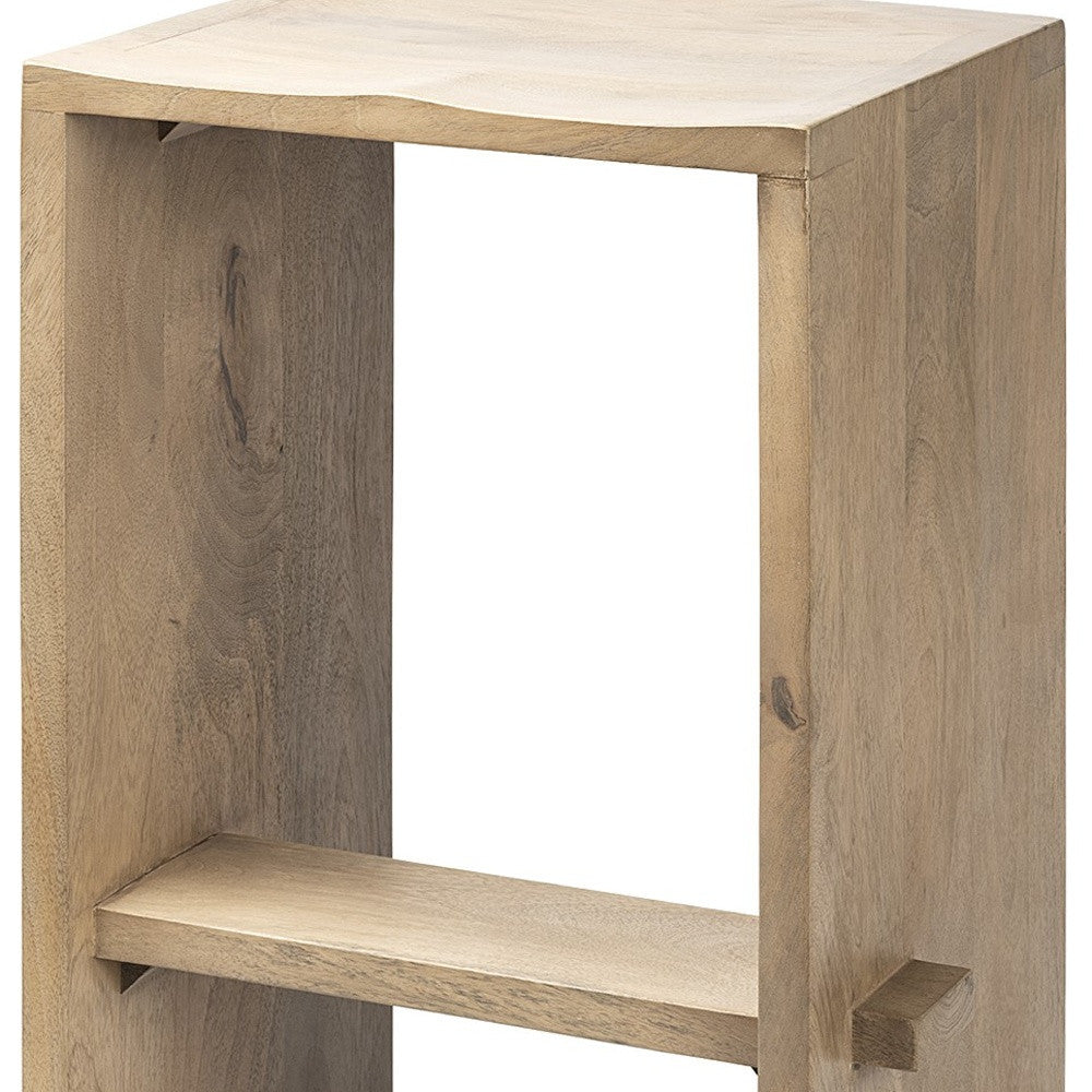 30" Minimal Light Brown Wood Bar Stool