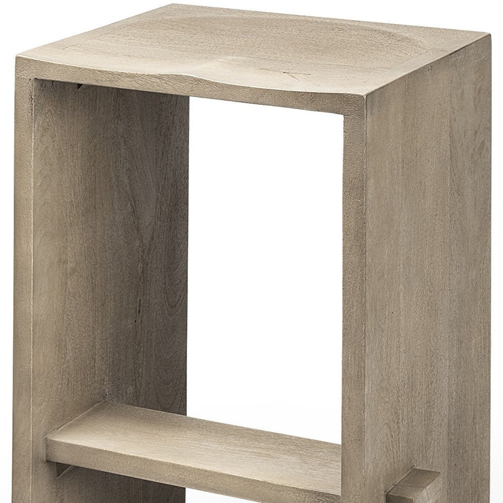26" Minimal Cool Gray Brown Wood Counter Stool