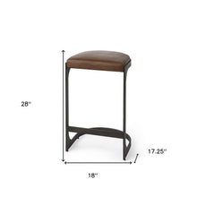 Brown Leather C Shape Metal Counter Stool