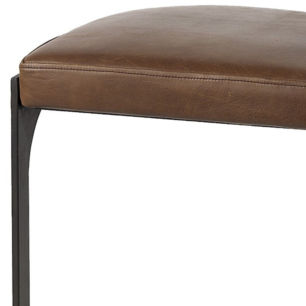 Brown Leather C Shape Metal Counter Stool