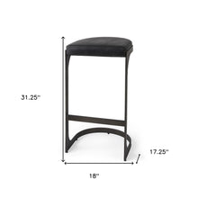 Black Leather C Shape Metal Bar Stool