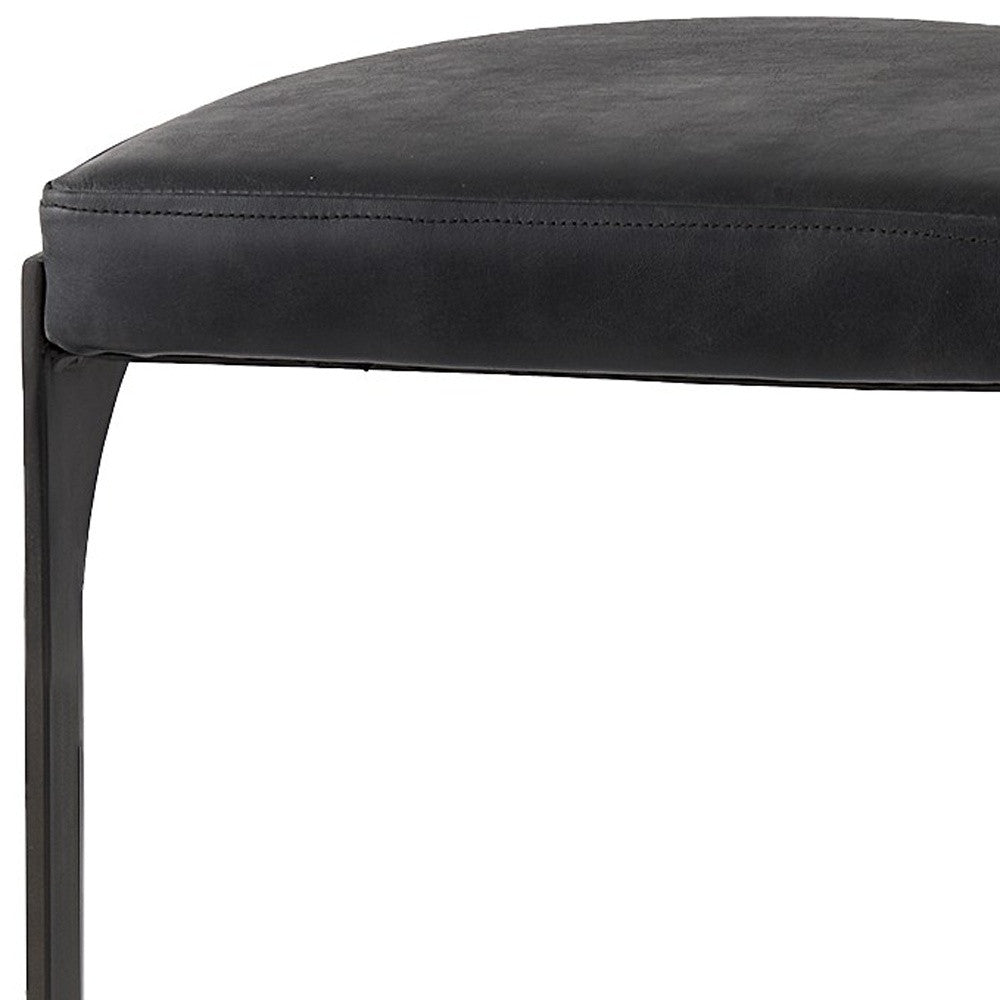 Black Leather C Shape Metal Bar Stool