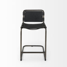 Black Leather Iron Framed Counter Stool