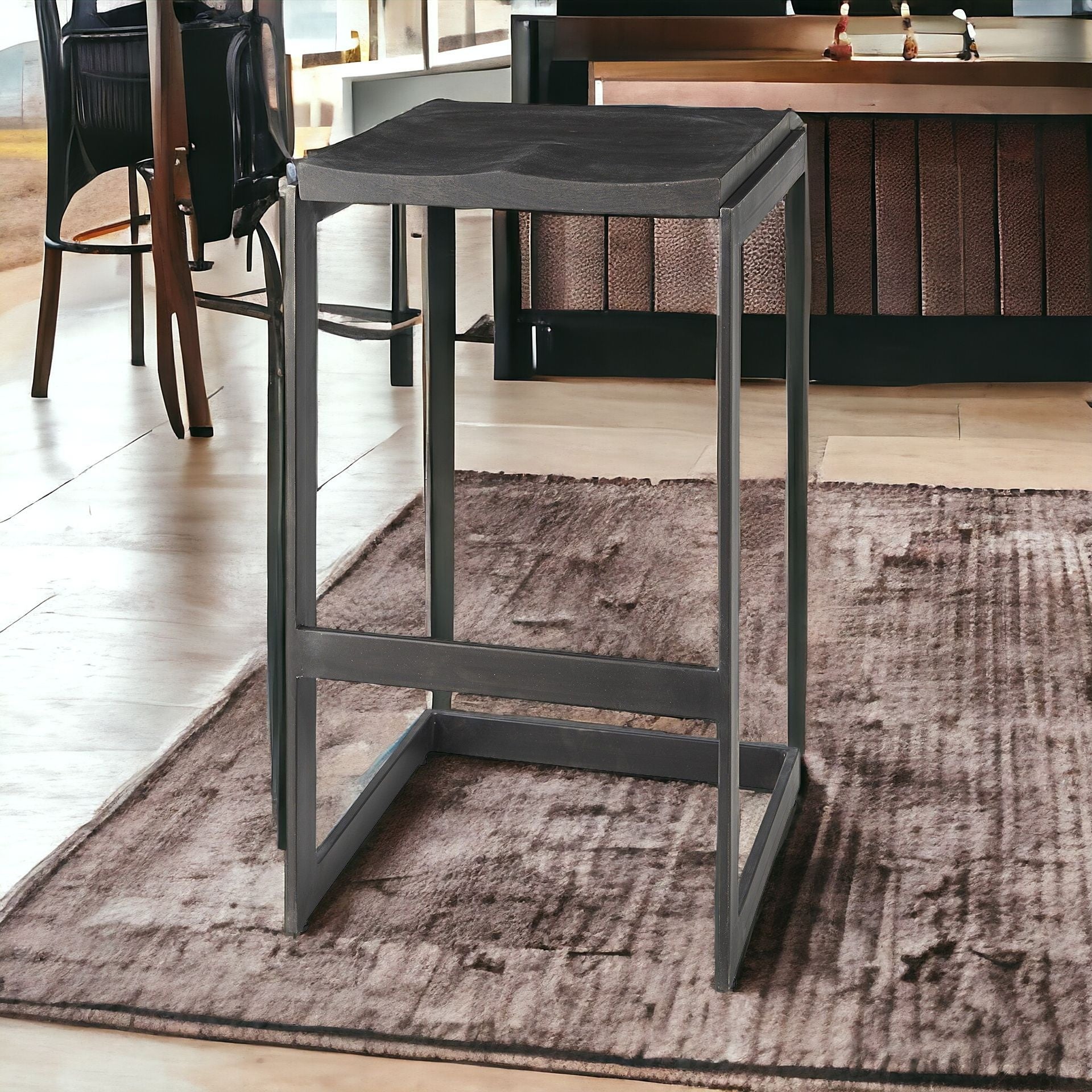 30" Black Cheeky Wood And Metal Bar Stool