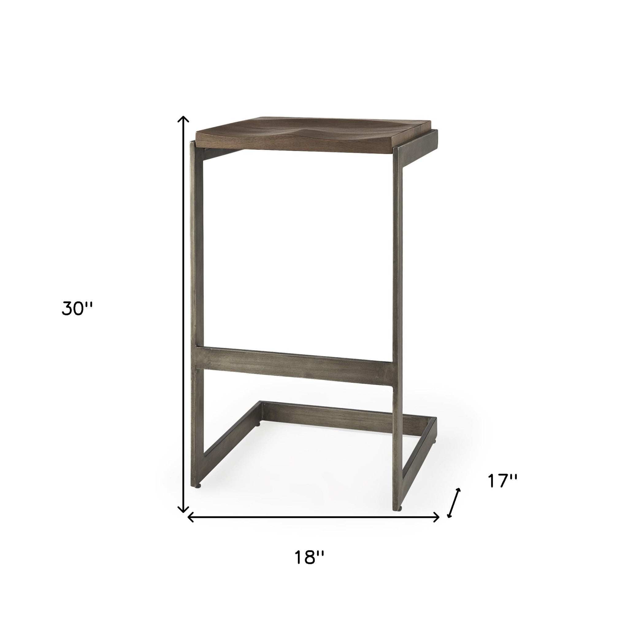 Warm Brown Cheeky Wood And Metal Bar Stool 30"