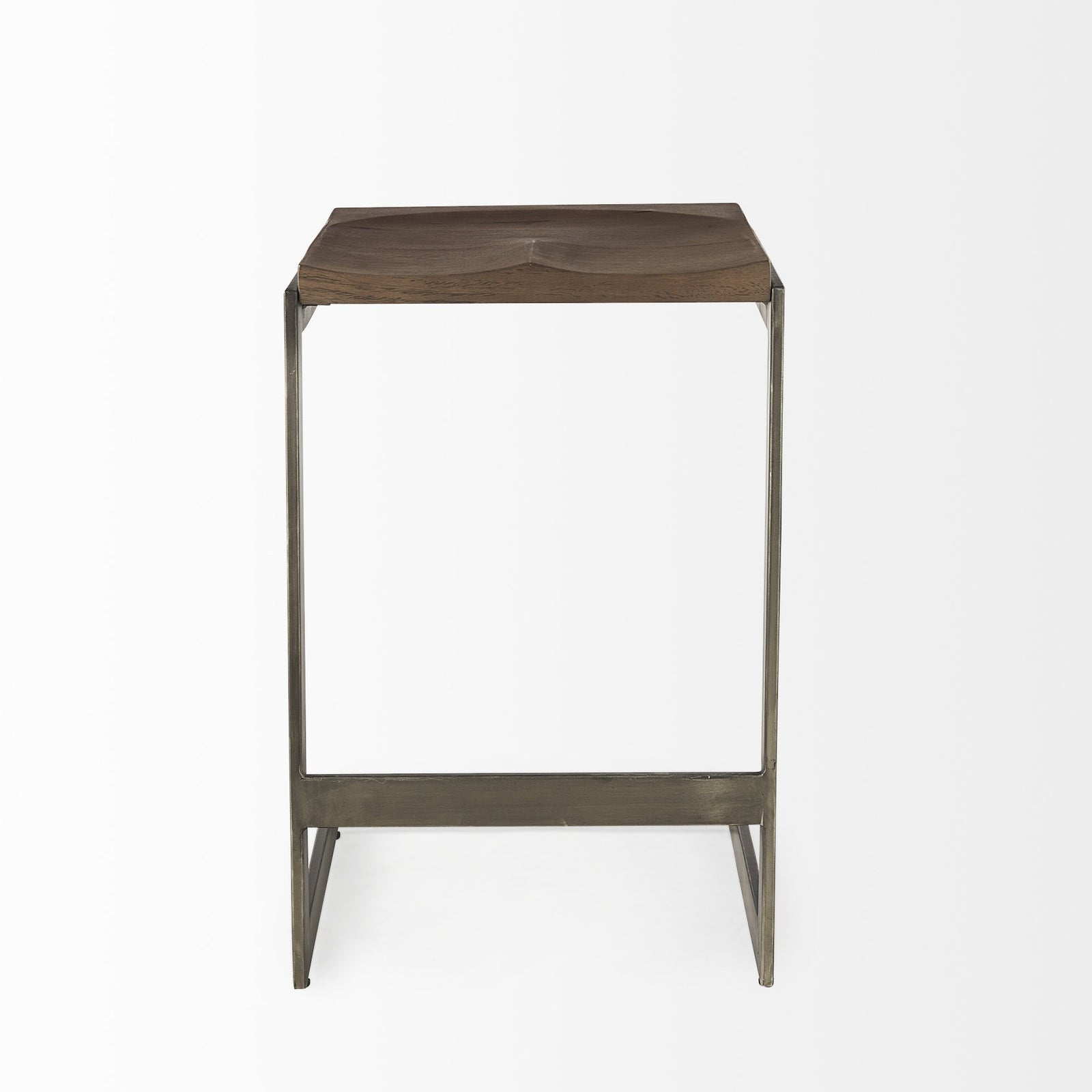26" Warm Brown Cheeky Wood And Metal Counter Stool
