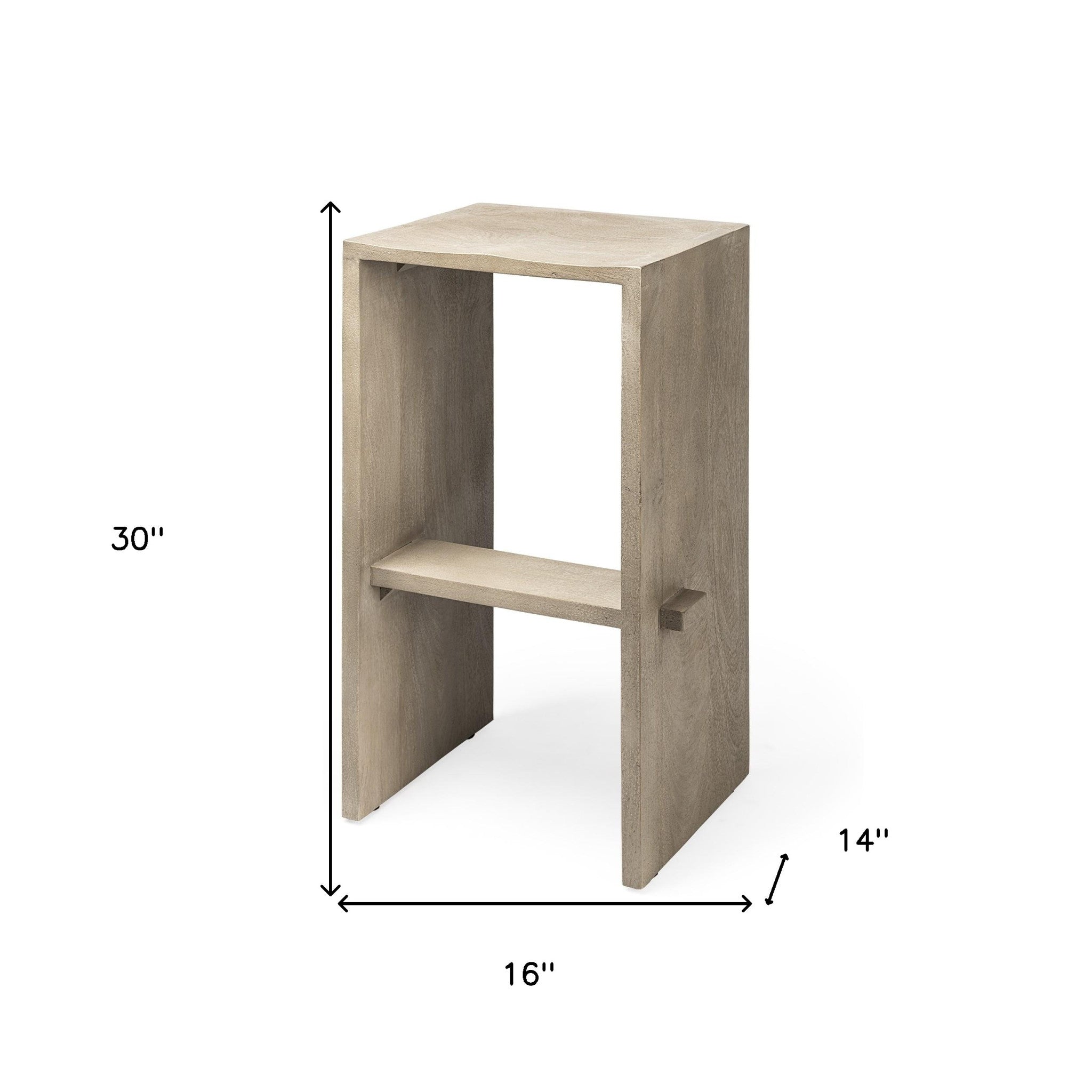 30" Minimal Cool Gray Brown Wood Bar Stool