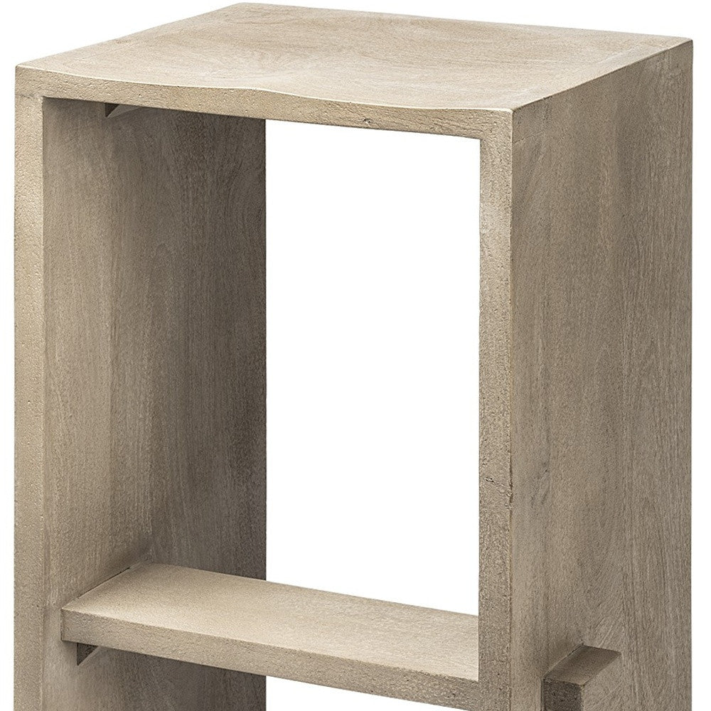 30" Minimal Cool Gray Brown Wood Bar Stool