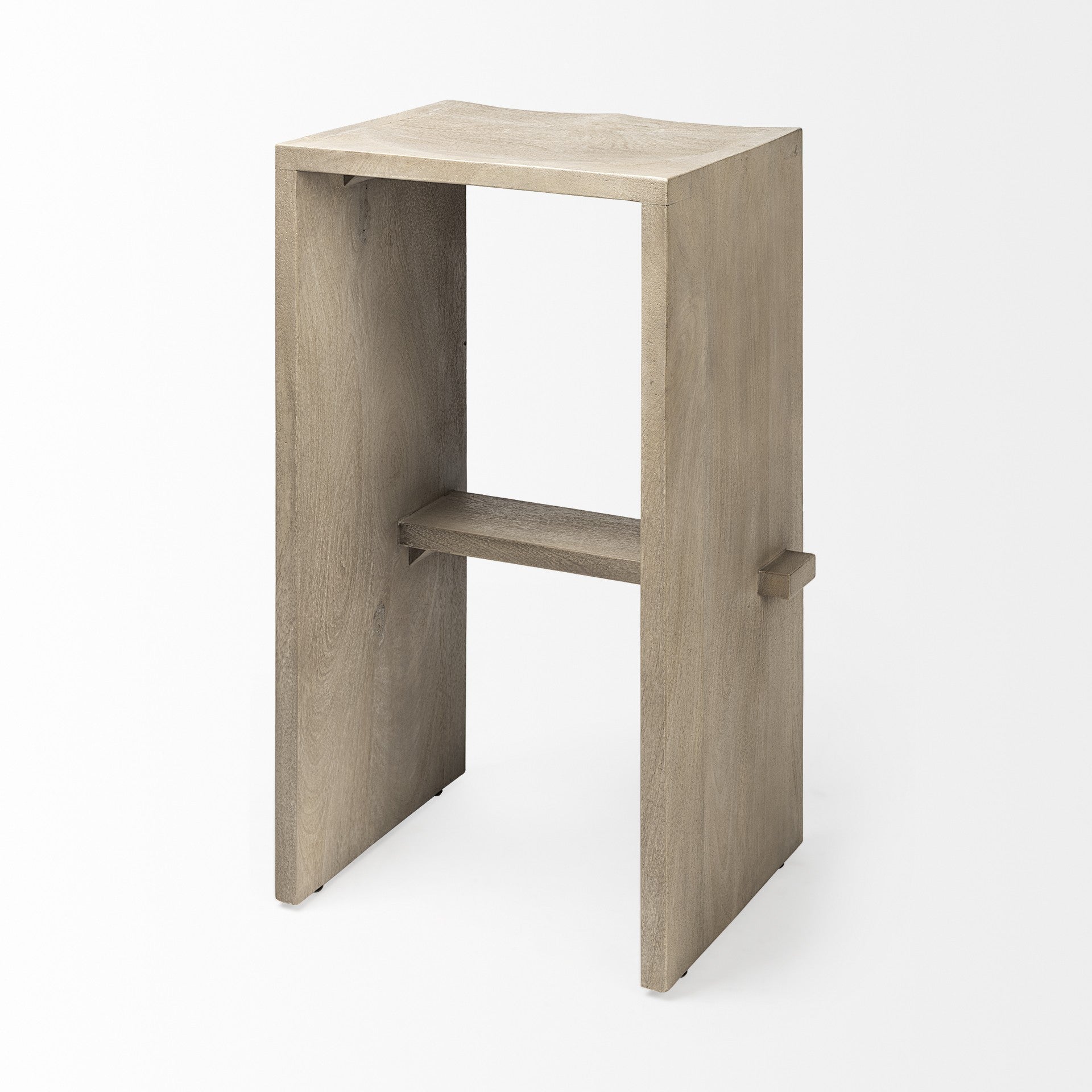 30" Minimal Cool Gray Brown Wood Bar Stool