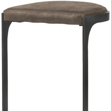 Dark Brown Leather C Shape Metal Counter Stool