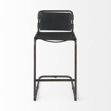 Black Leather Iron Framed Bar Stool