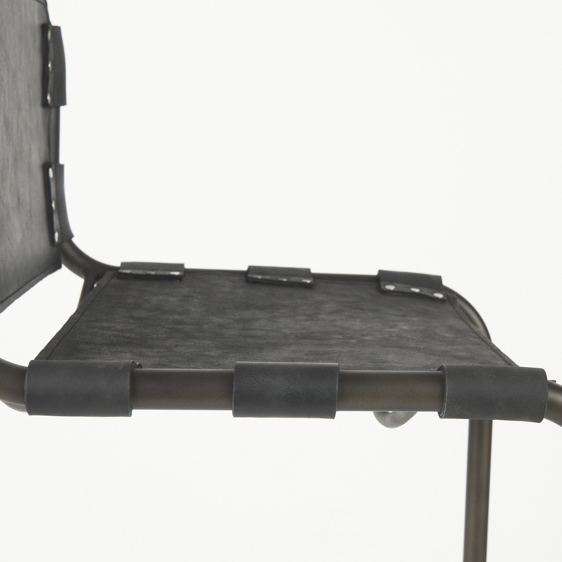 Black Leather Iron Framed Bar Stool