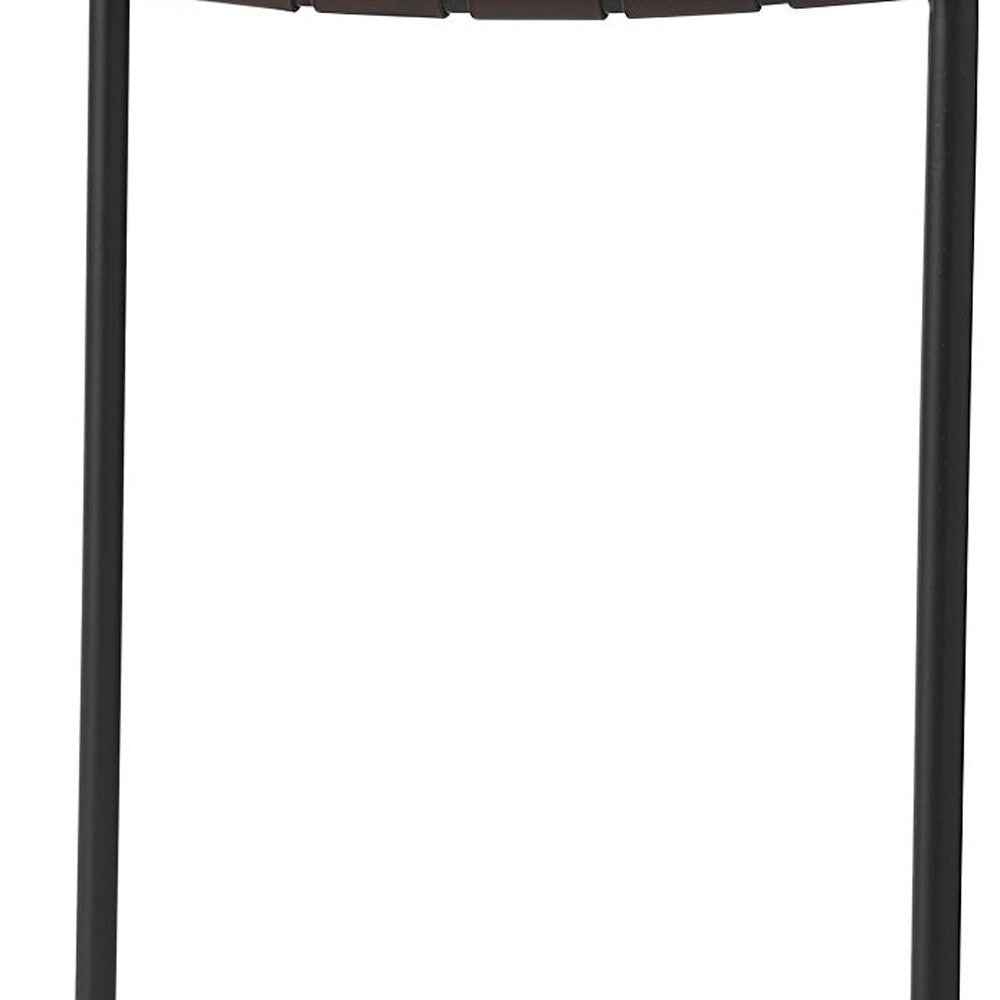 Dark Brown Woven Leather Bar Stool