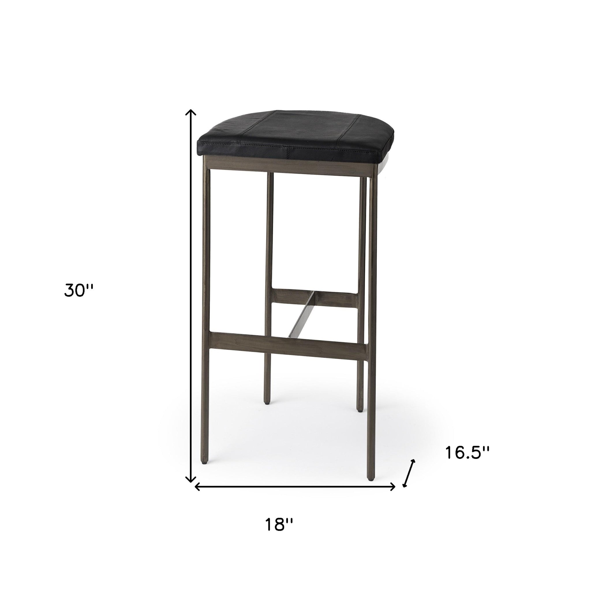 Black Leather Bar Stool With Gold Metal Frame