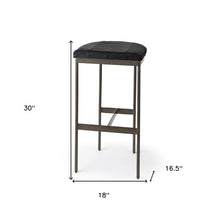 Black Leather Bar Stool With Gold Metal Frame