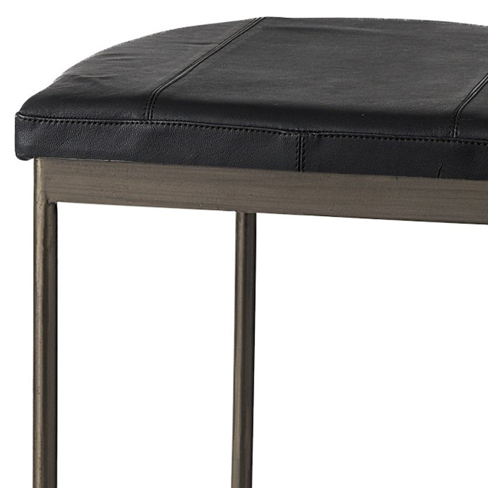 Black Leather Bar Stool With Gold Metal Frame