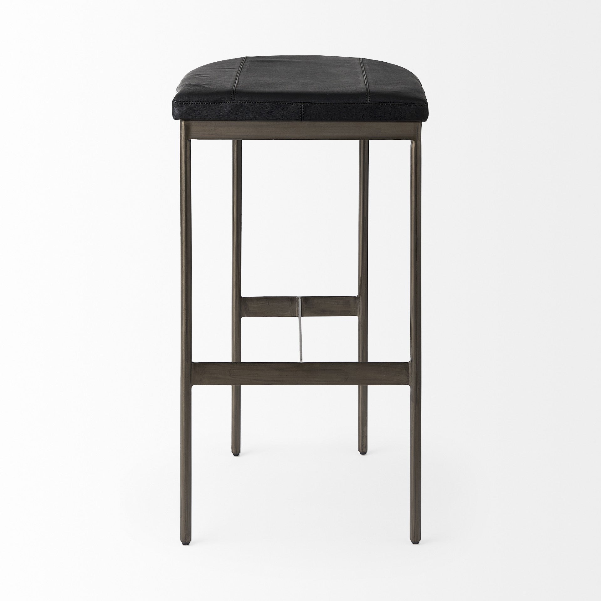 Black Leather Bar Stool With Gold Metal Frame
