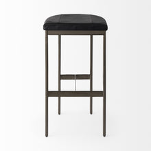 Black Leather Bar Stool With Gold Metal Frame