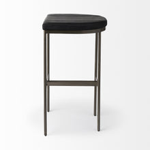 Black Leather Bar Stool With Gold Metal Frame