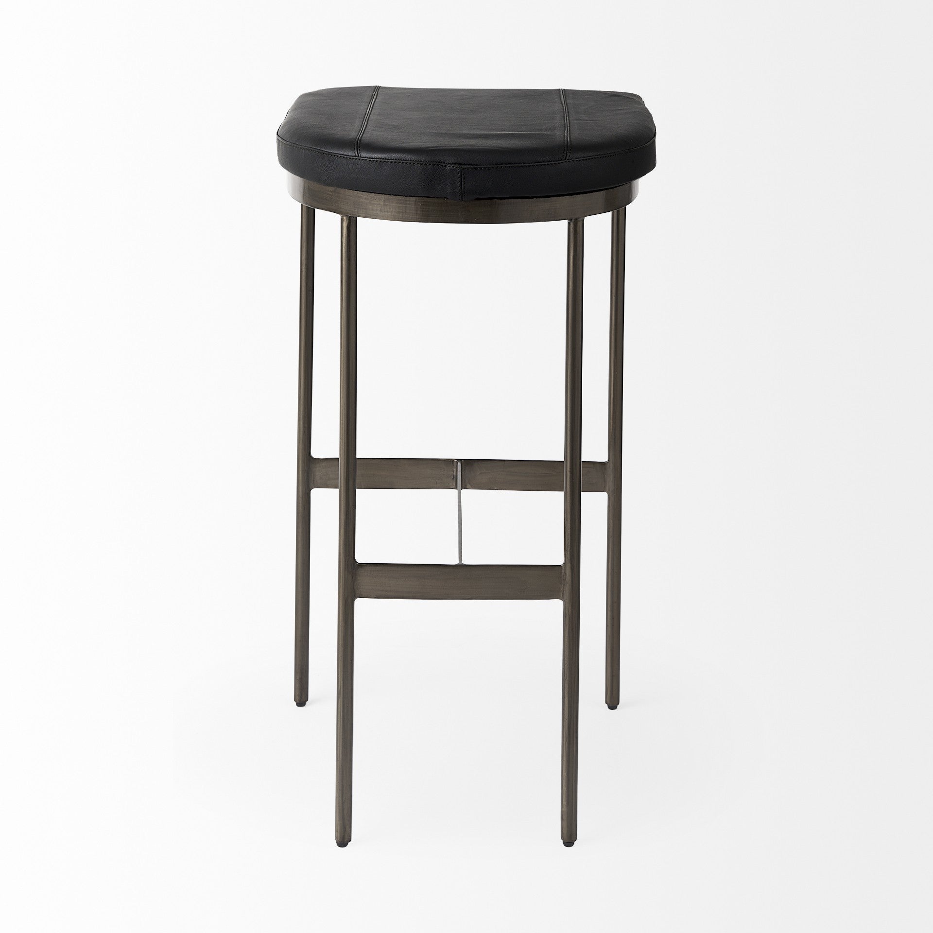 Black Leather Bar Stool With Gold Metal Frame
