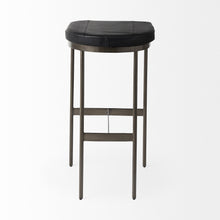 Black Leather Bar Stool With Gold Metal Frame