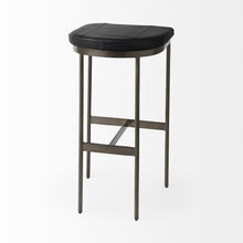 Black Leather Bar Stool With Gold Metal Frame