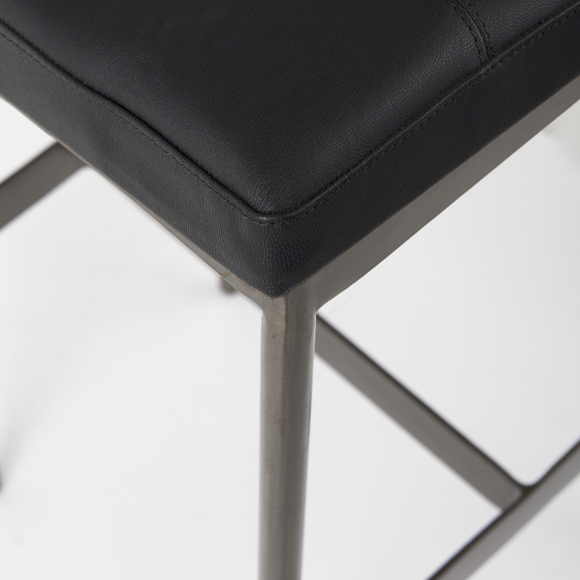 Black Leather Bar Stool With Gold Metal Frame