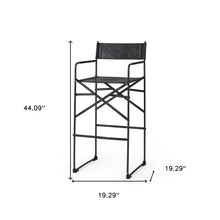 Black Leather Director's Chair Bar Stool